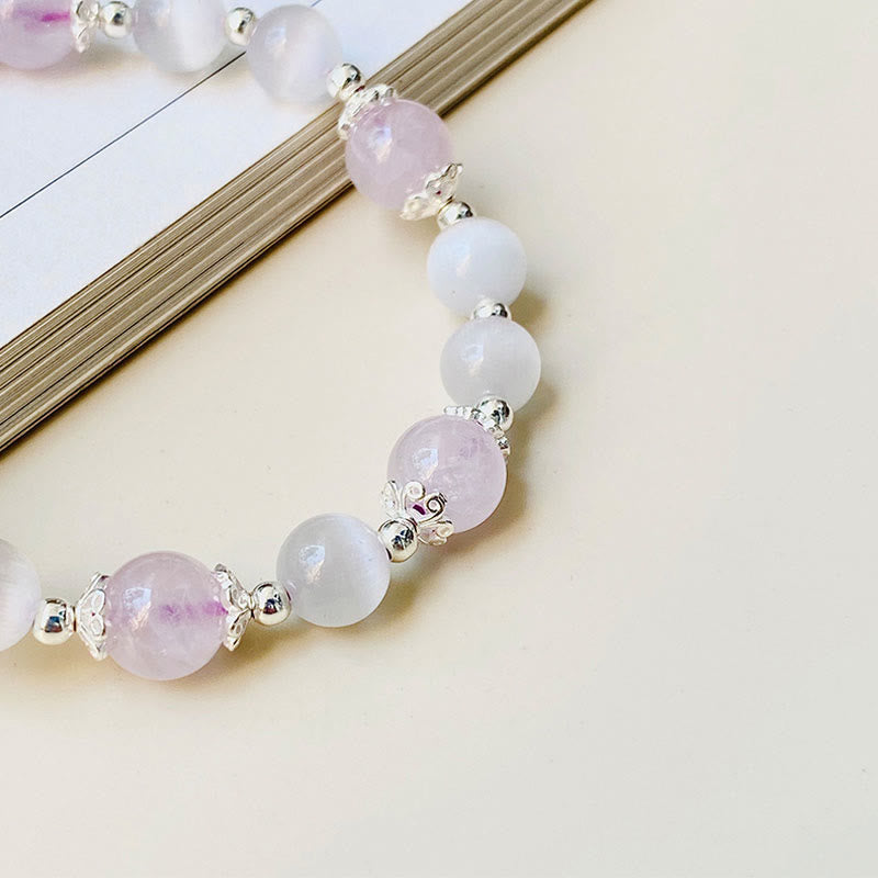 Armband mit spirituellem Bewusstsein aus 925er Sterlingsilber mit Amethyst-Katzenauge