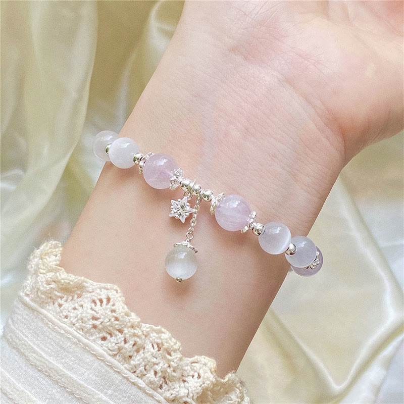 Armband mit spirituellem Bewusstsein aus 925er Sterlingsilber mit Amethyst-Katzenauge