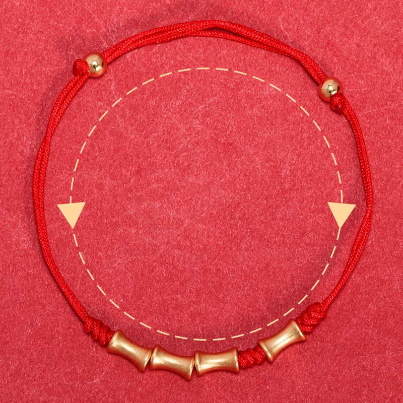 925 Sterling Silber Bambus Schutz Glück Rote Schnur Armband