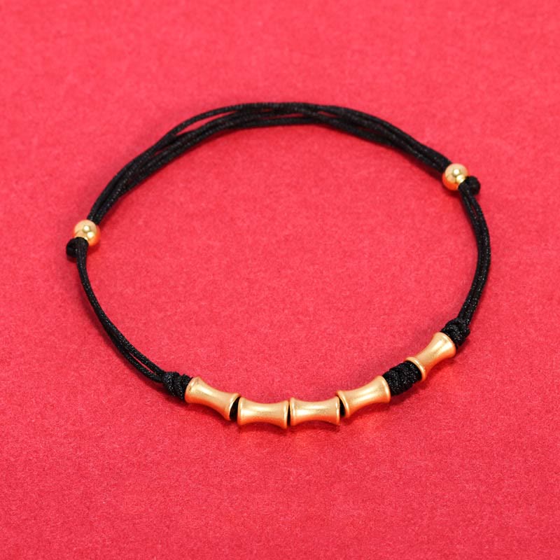 925 Sterling Silber Bambus Schutz Glück Rote Schnur Armband