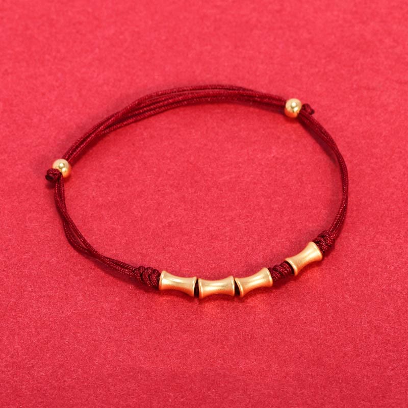 925 Sterling Silber Bambus Schutz Glück Rote Schnur Armband