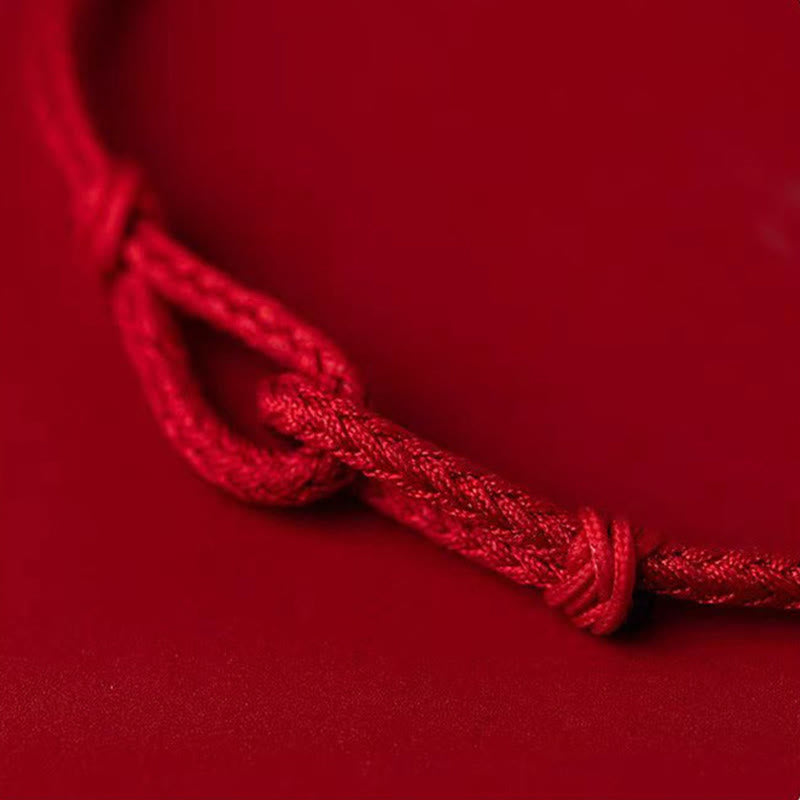 Glücksarmband aus 925er Sterlingsilber mit roter Bambusschnur