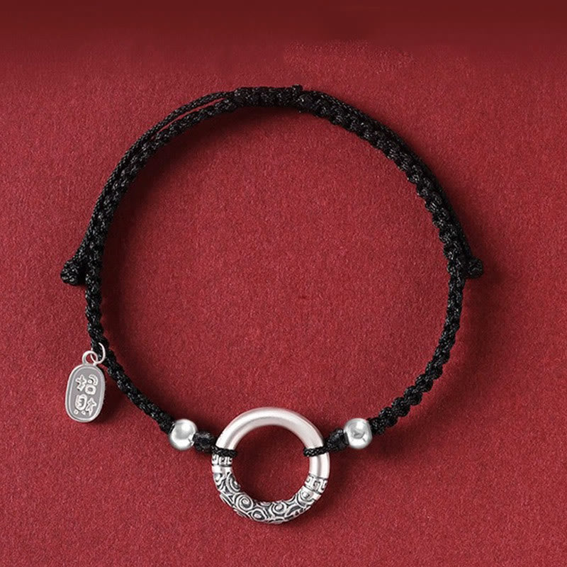 925 Sterling Silber Schwarzer Onyx Peace Buckle Fu Armband