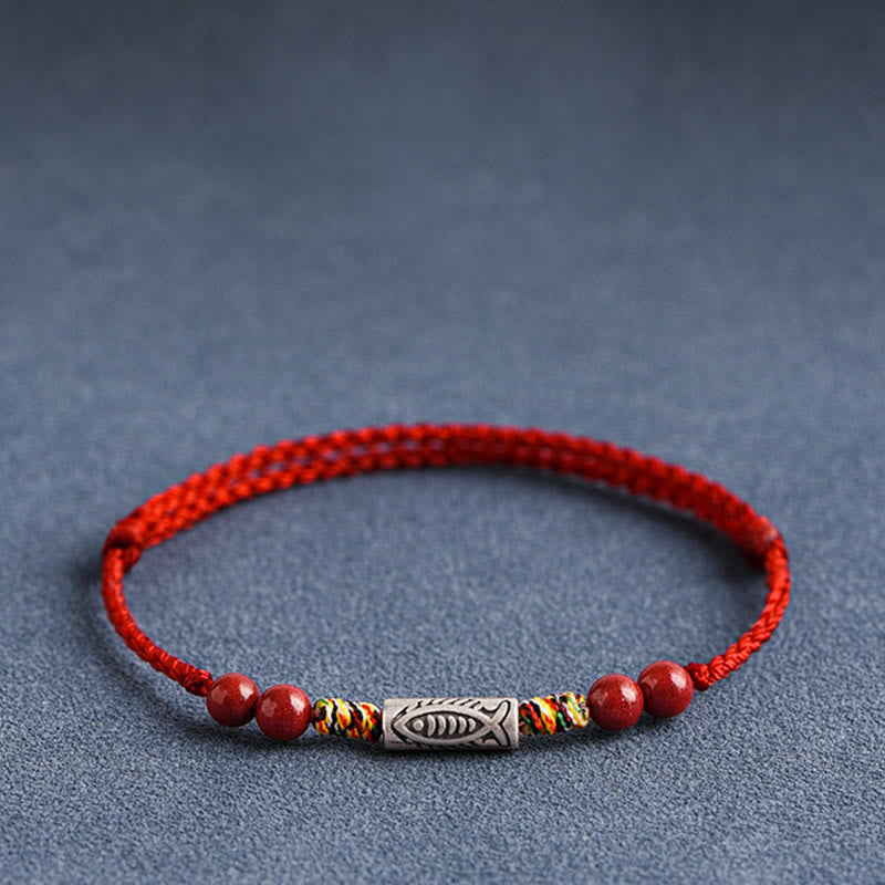 Geflochtenes Koi-Fisch-Armband aus 925er Sterlingsilber für Reichtum und Glück