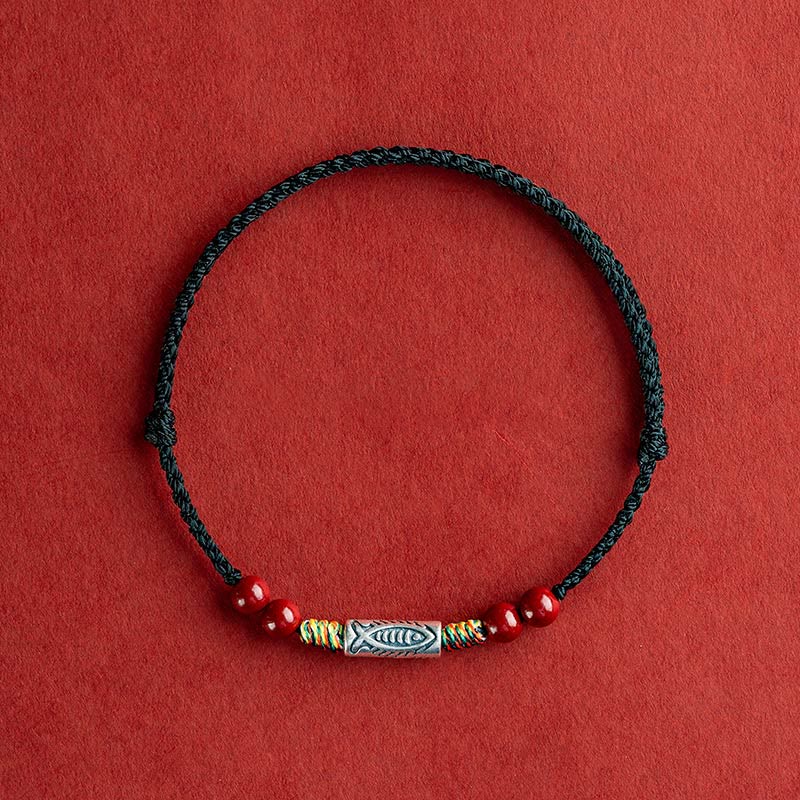 Geflochtenes Koi-Fisch-Armband aus 925er Sterlingsilber für Reichtum und Glück