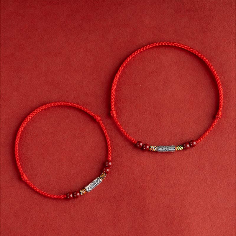 Geflochtenes Koi-Fisch-Armband aus 925er Sterlingsilber für Reichtum und Glück