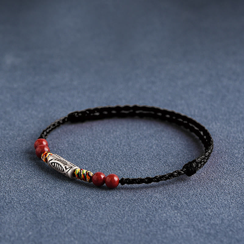Geflochtenes Koi-Fisch-Armband aus 925er Sterlingsilber für Reichtum und Glück