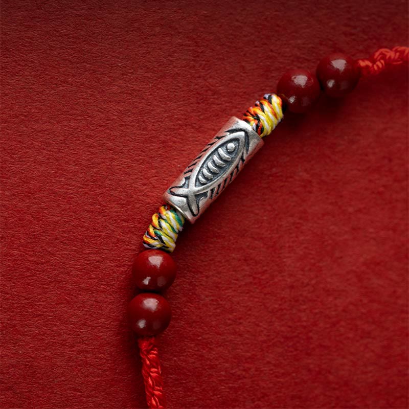Geflochtenes Koi-Fisch-Armband aus 925er Sterlingsilber für Reichtum und Glück