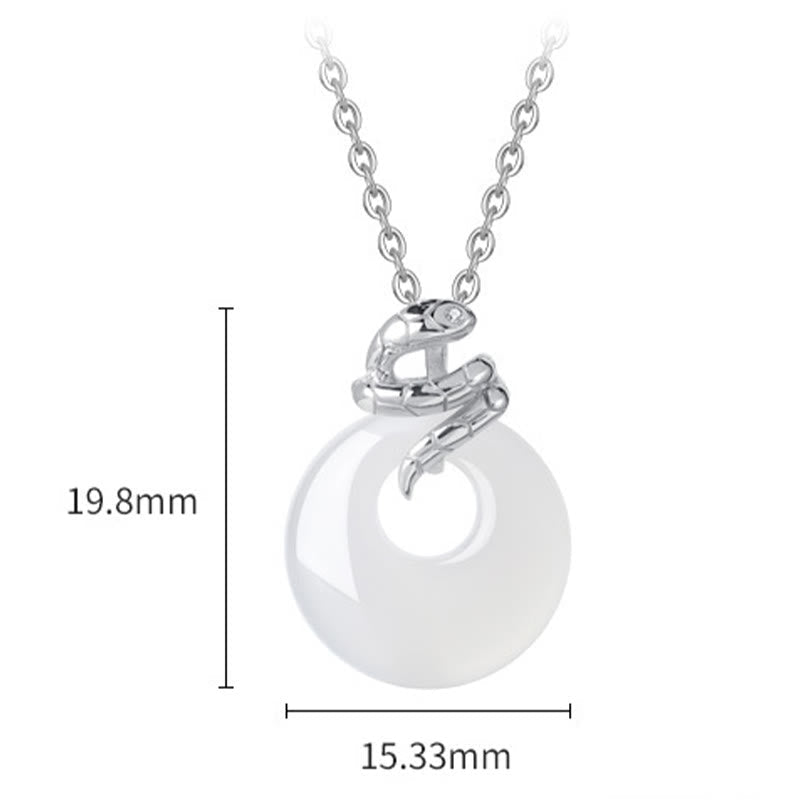 Halskette mit Schlangen-Friedensschnalle aus 925er Sterlingsilber mit Chalcedon für spirituellen Schutz