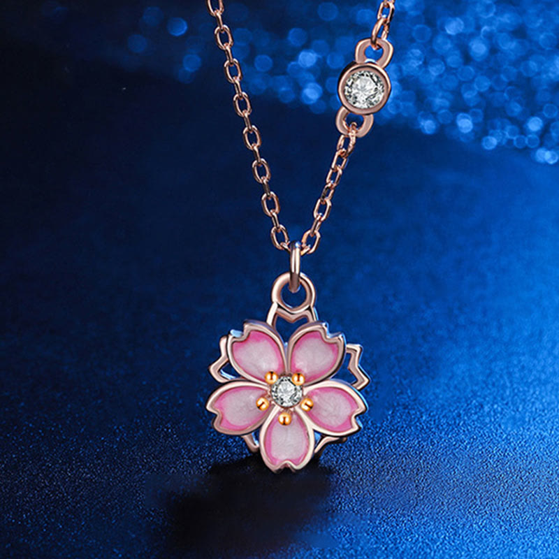 925 Sterling Silber Kirschblüten-Schutzkette