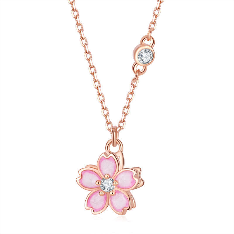 925 Sterling Silber Kirschblüten-Schutzkette