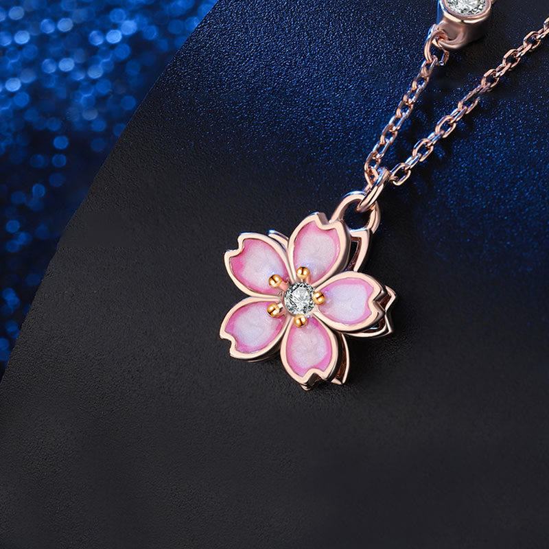 925 Sterling Silber Kirschblüten-Schutzkette