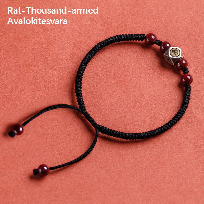 Armband aus 925er Sterlingsilber mit chinesischem Sternzeichen, Buddha-Ruhesymbol