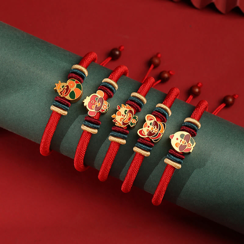 Rotes Armband aus 925er Sterlingsilber mit chinesischem Sternzeichen für Glück