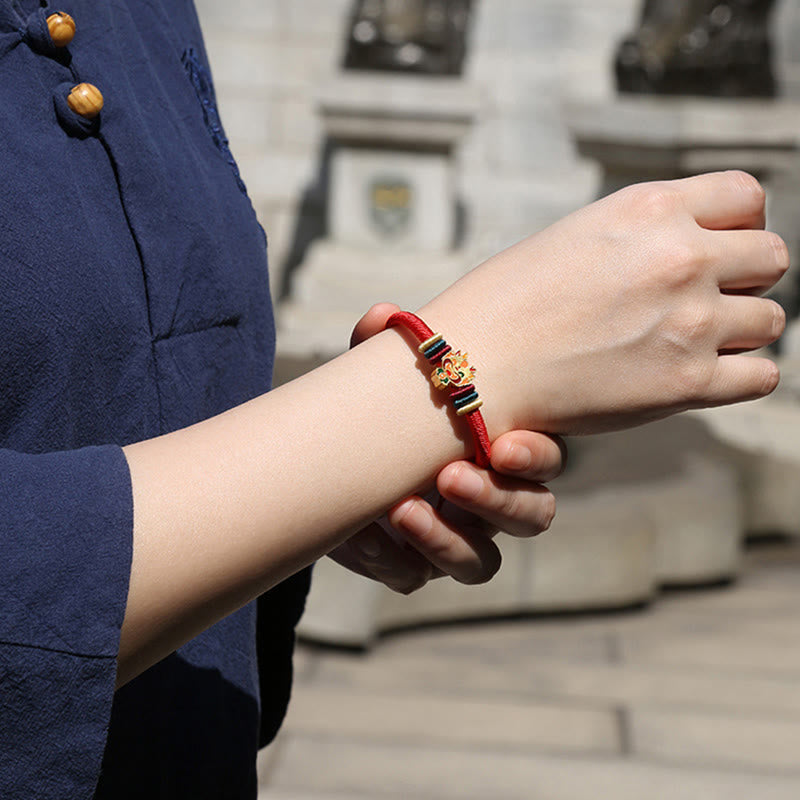 Rotes Armband aus 925er Sterlingsilber mit chinesischem Sternzeichen für Glück