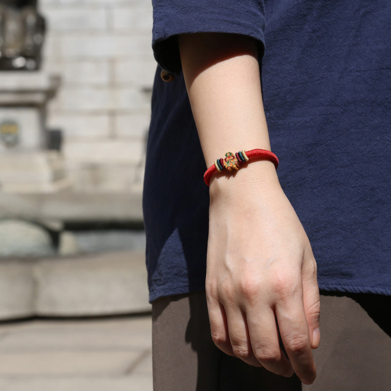 Rotes Armband aus 925er Sterlingsilber mit chinesischem Sternzeichen für Glück