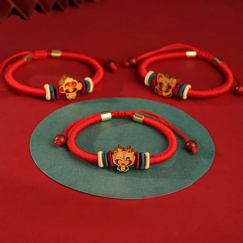 Rotes Armband aus 925er Sterlingsilber mit chinesischem Sternzeichen für Glück