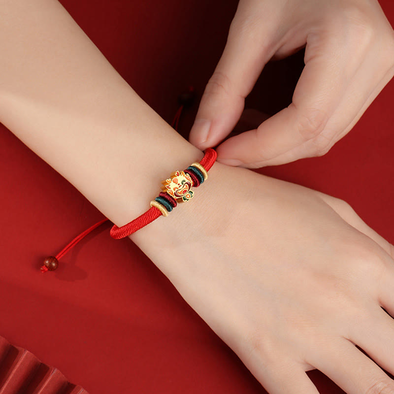 Rotes Armband aus 925er Sterlingsilber mit chinesischem Sternzeichen für Glück