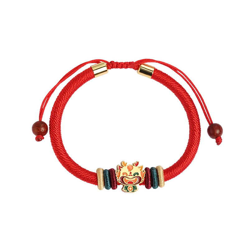 Rotes Armband aus 925er Sterlingsilber mit chinesischem Sternzeichen für Glück