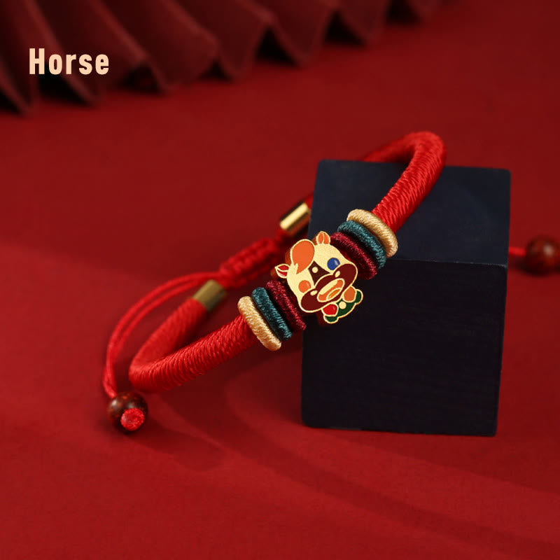 Rotes Armband aus 925er Sterlingsilber mit chinesischem Sternzeichen für Glück