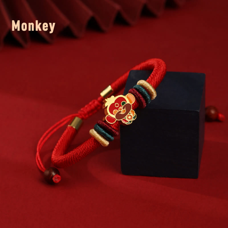 Rotes Armband aus 925er Sterlingsilber mit chinesischem Sternzeichen für Glück
