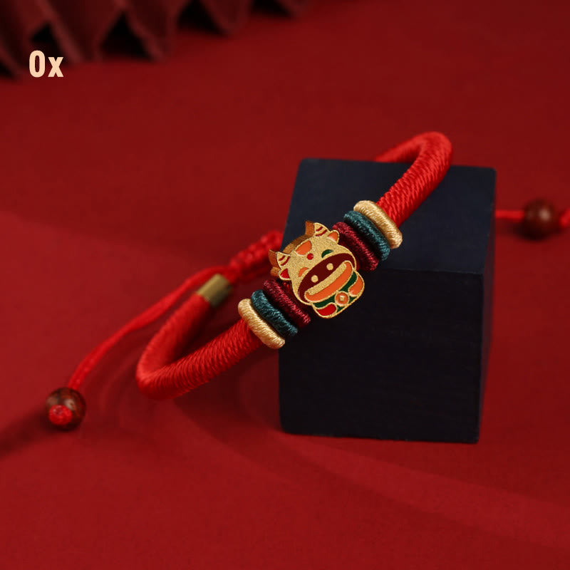 Rotes Armband aus 925er Sterlingsilber mit chinesischem Sternzeichen für Glück