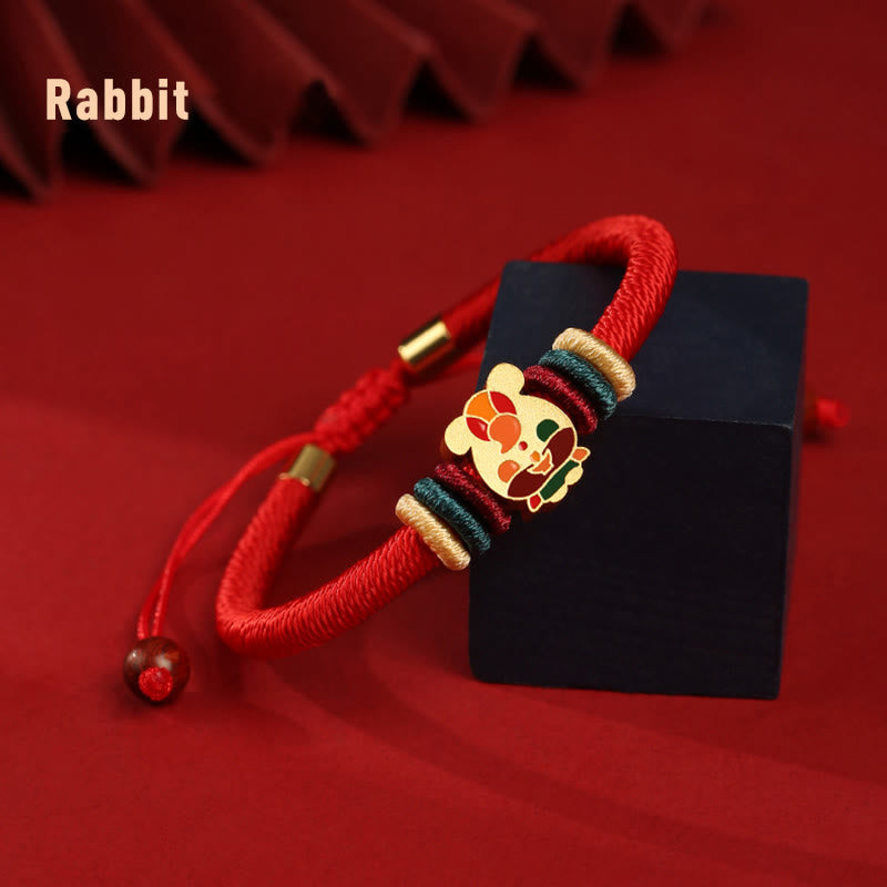 Rotes Armband aus 925er Sterlingsilber mit chinesischem Sternzeichen für Glück