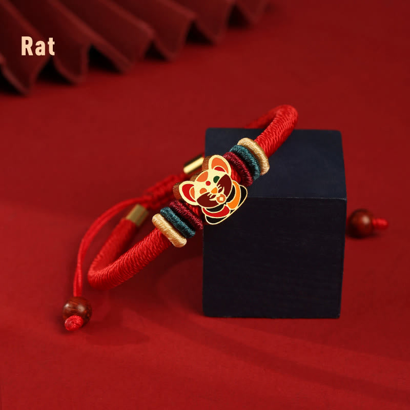 Rotes Armband aus 925er Sterlingsilber mit chinesischem Sternzeichen für Glück