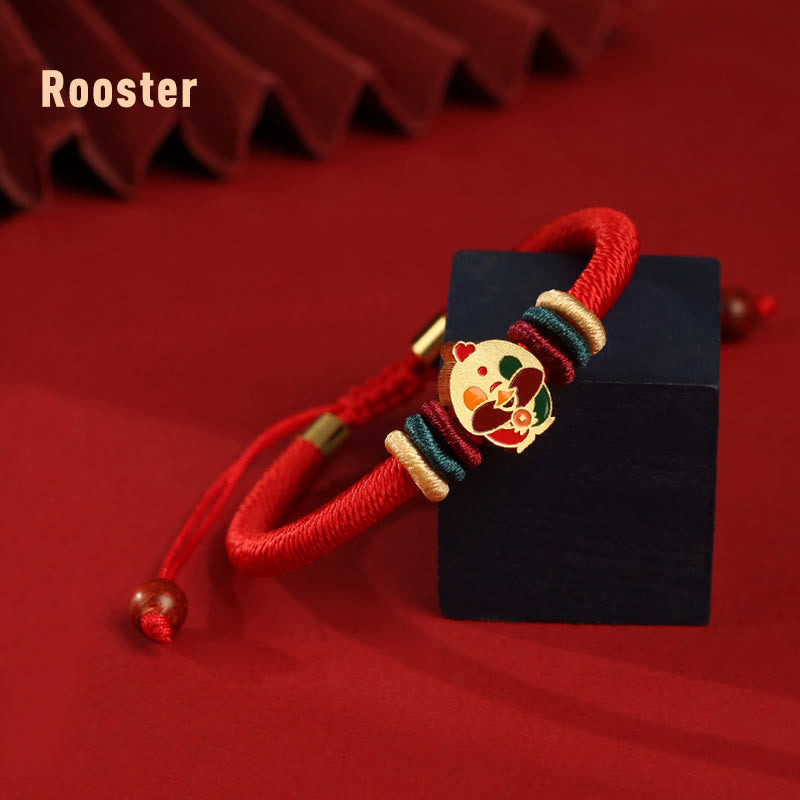 Rotes Armband aus 925er Sterlingsilber mit chinesischem Sternzeichen für Glück