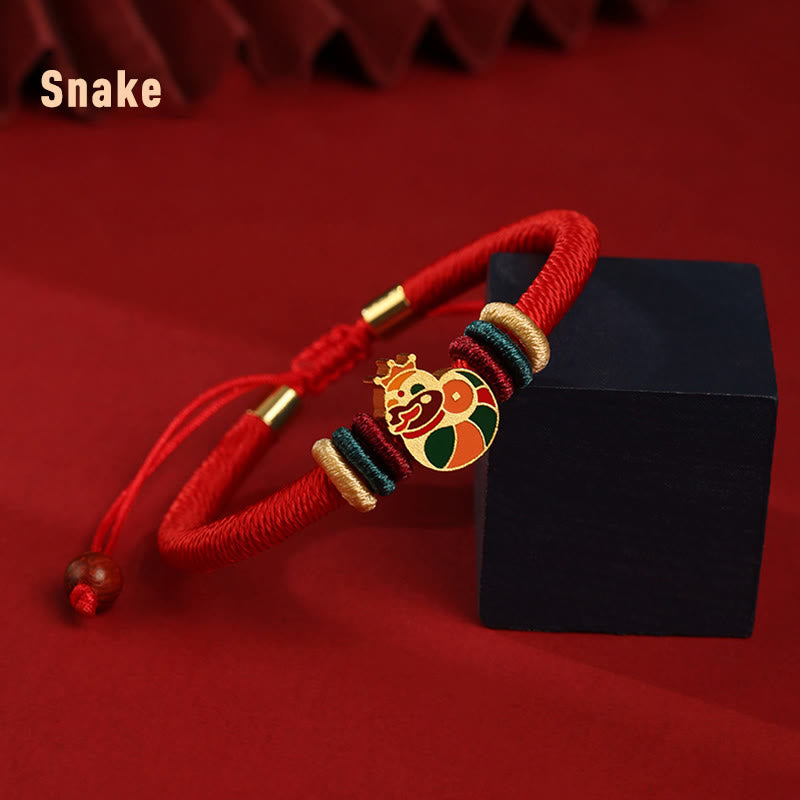 Rotes Armband aus 925er Sterlingsilber mit chinesischem Sternzeichen für Glück