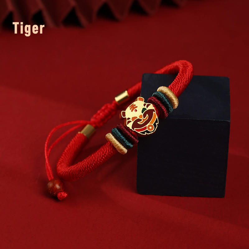 Rotes Armband aus 925er Sterlingsilber mit chinesischem Sternzeichen für Glück
