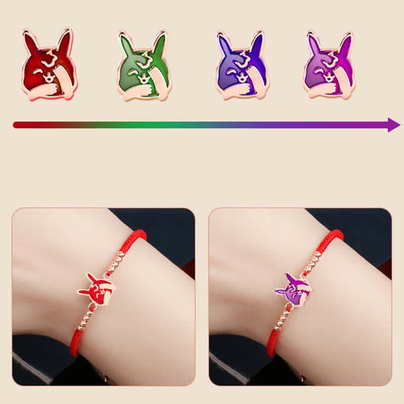 Armband aus 925er Sterlingsilber mit rotem Band und chinesischem Sternzeichen