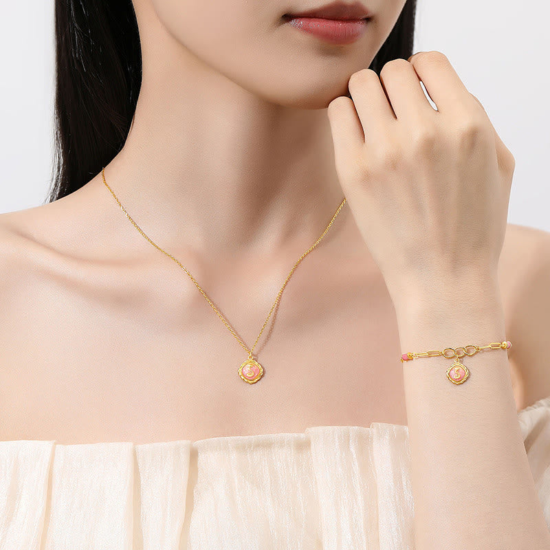 925 Sterling Silber Chinesisches Sternzeichen Schlangenarmband Halskette