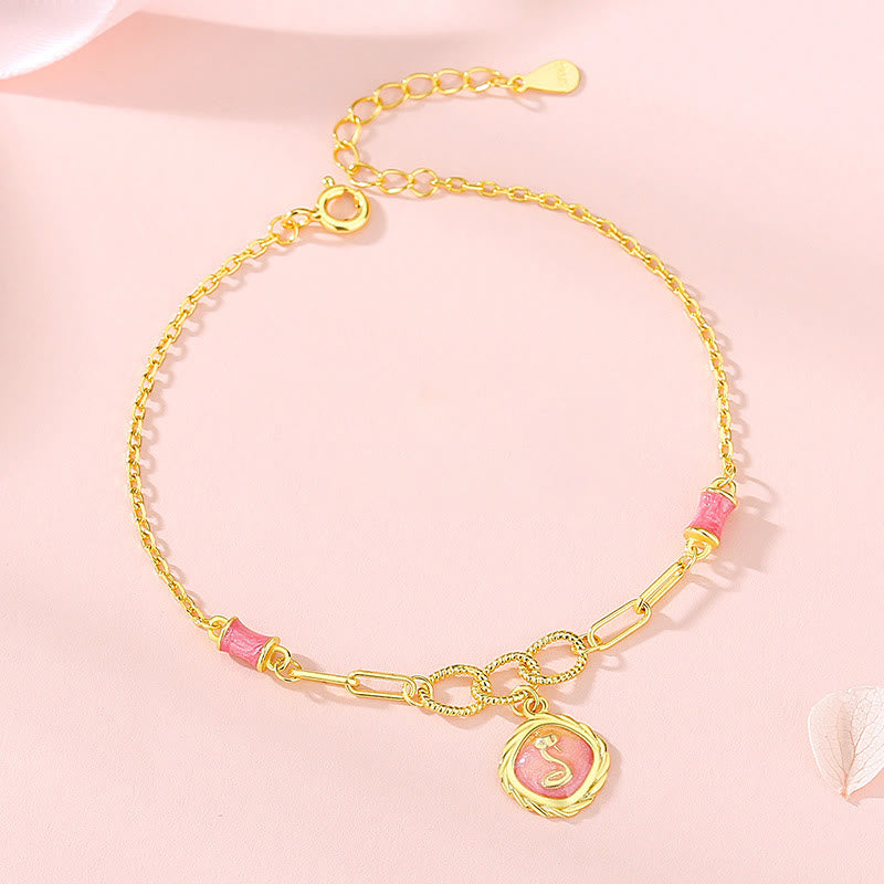 925 Sterling Silber Chinesisches Sternzeichen Schlangenarmband Halskette