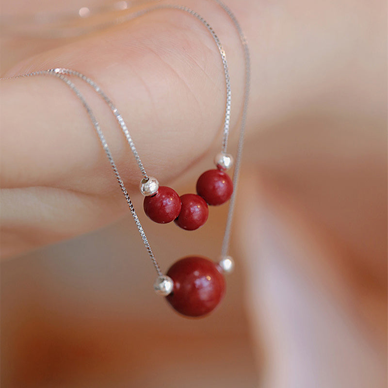 925 Sterling Silber Zinnober Halskette | Calm Blessing Anhänger