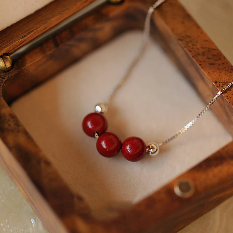 925 Sterling Silber Zinnober Halskette | Calm Blessing Anhänger