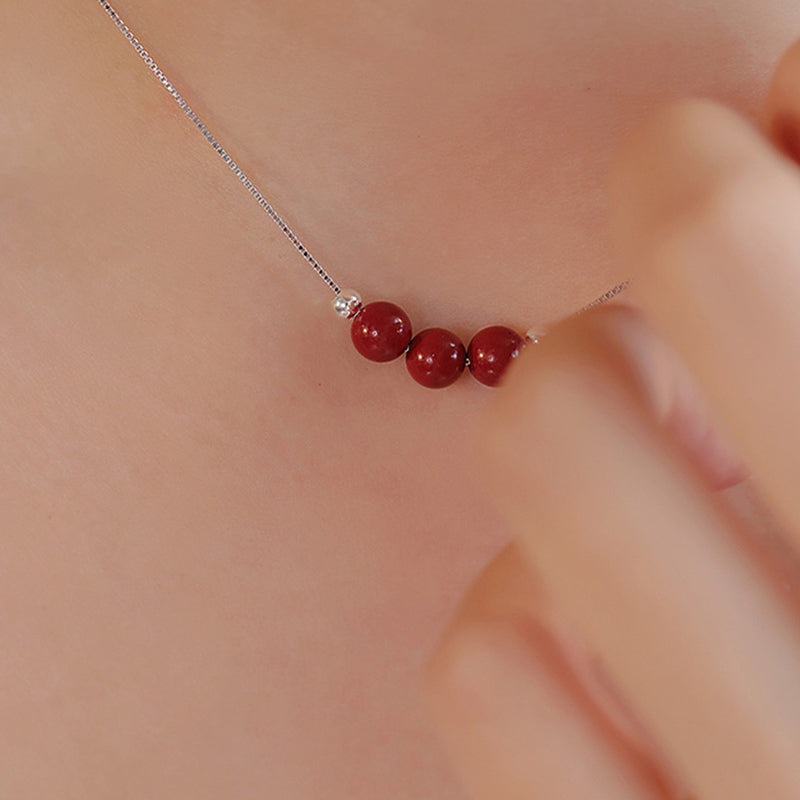 925 Sterling Silber Zinnober Halskette | Calm Blessing Anhänger