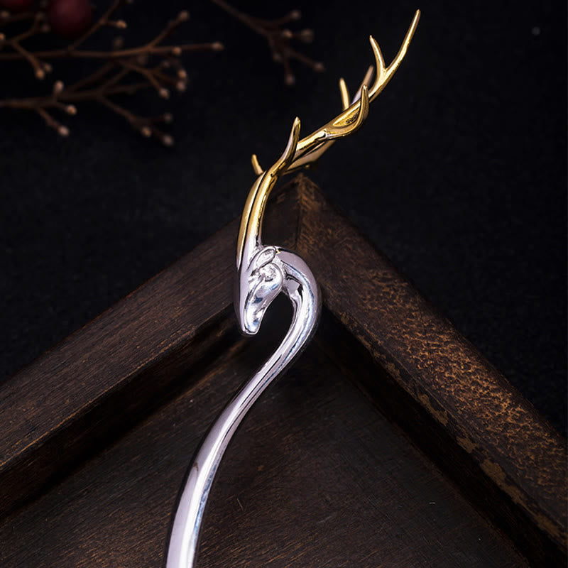 925 Sterling Silber Hirschgeweih Schutz Haarnadel
