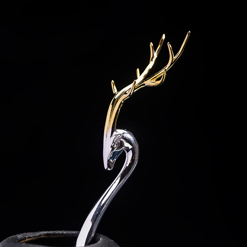 925 Sterling Silber Hirschgeweih Schutz Haarnadel