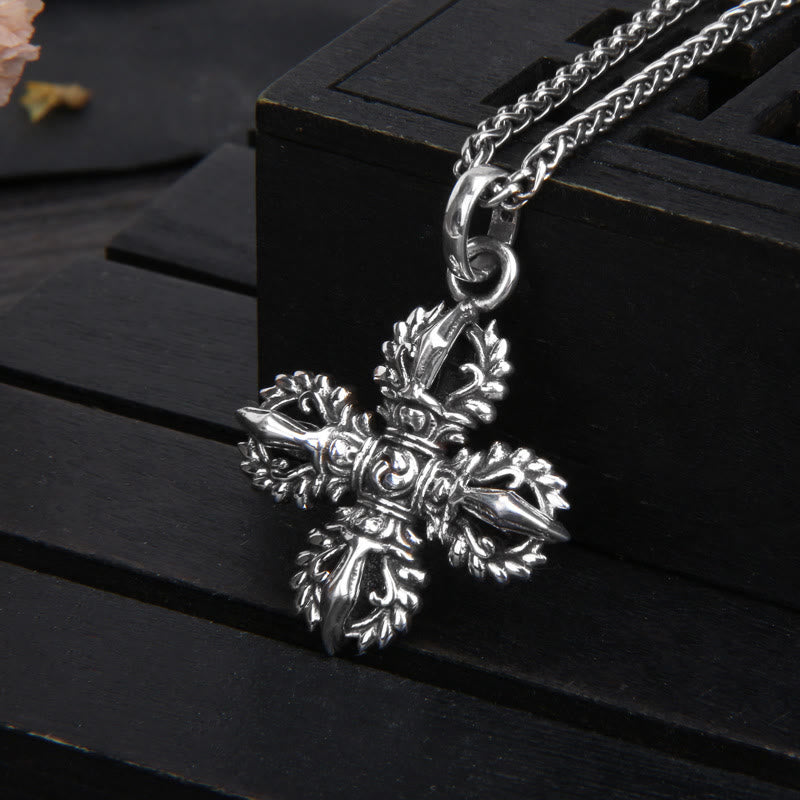 925 Sterling Silber Doppel Dorje Vajra Halskette Spirituelle Stärke