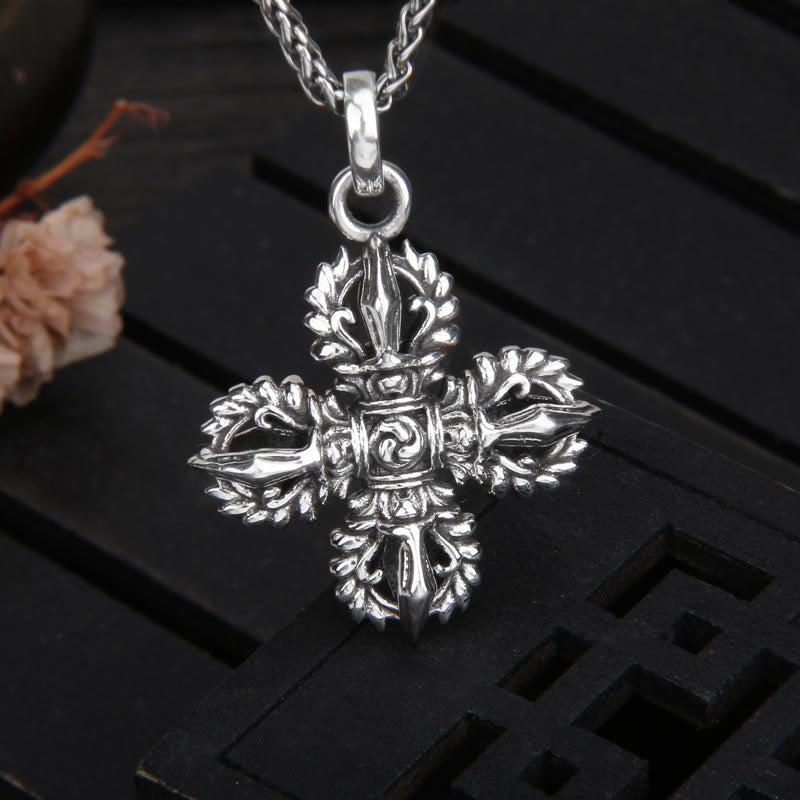 925 Sterling Silber Doppel Dorje Vajra Halskette Spirituelle Stärke
