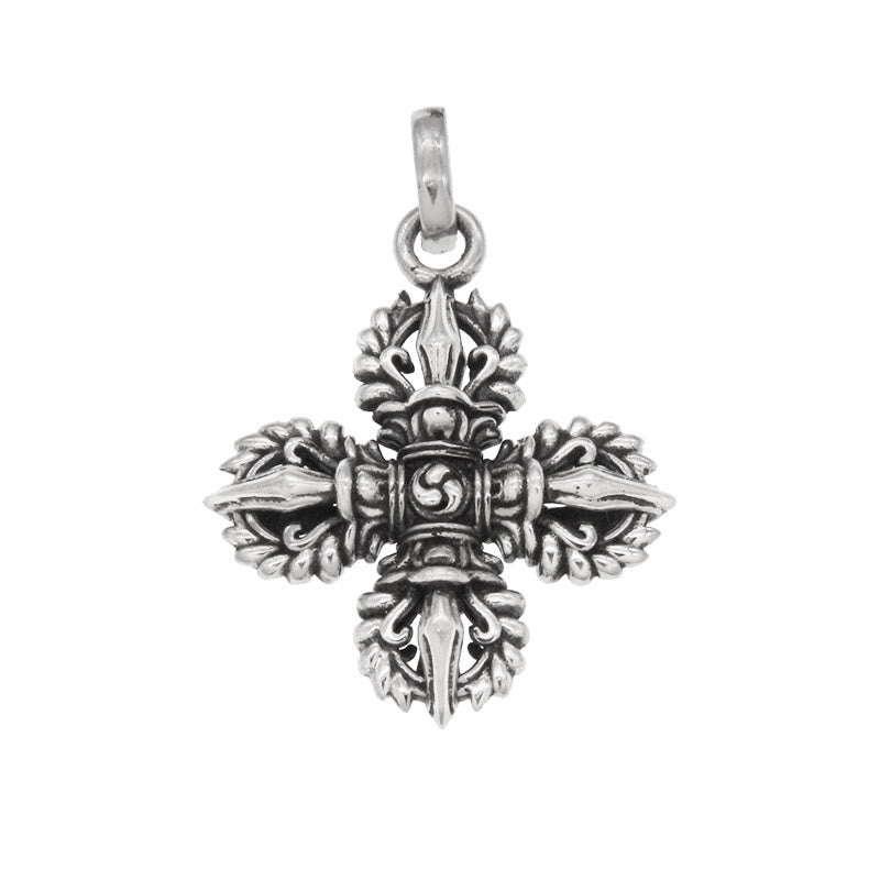 925 Sterling Silber Doppel Dorje Vajra Halskette Spirituelle Stärke