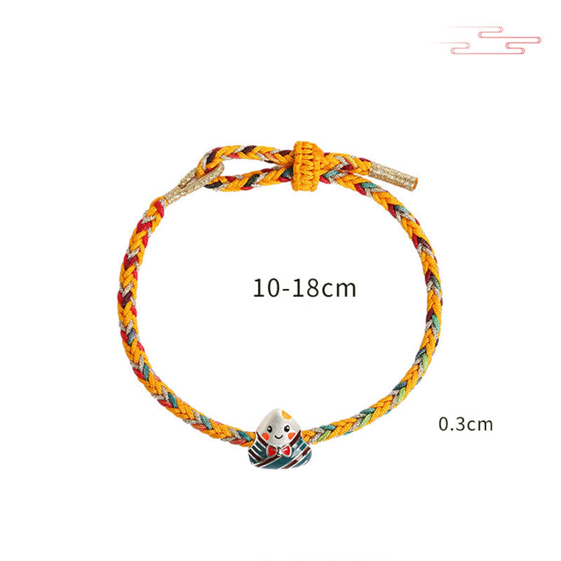 Armband zum Drachenbootfest aus 925er Sterlingsilber mit buntem Seil