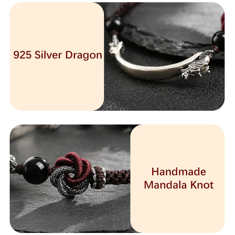 Drachenarmband aus 925er Sterlingsilber mit glückverheißendem Erfolgssymbol