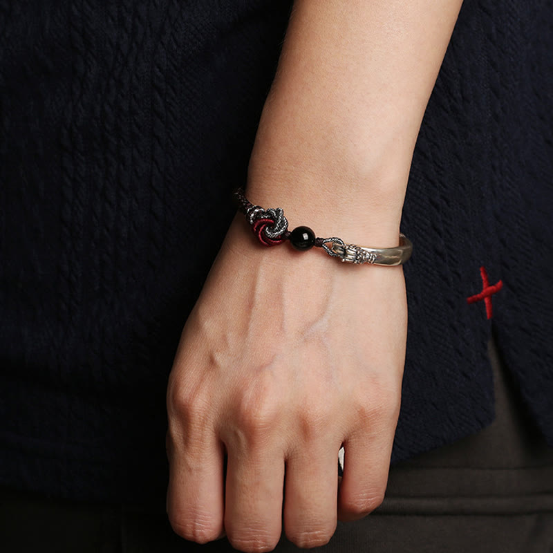 Drachenarmband aus 925er Sterlingsilber mit glückverheißendem Erfolgssymbol
