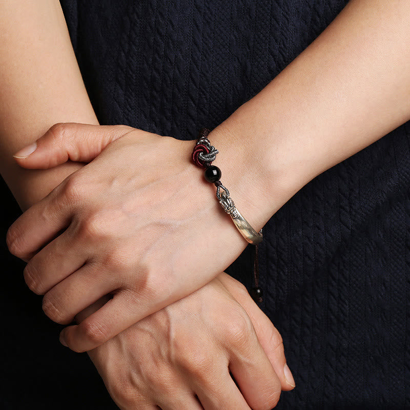 Drachenarmband aus 925er Sterlingsilber mit glückverheißendem Erfolgssymbol