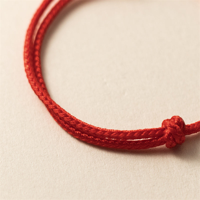 Drachenarmband aus 925er Sterlingsilber mit roter Schnur für Glück