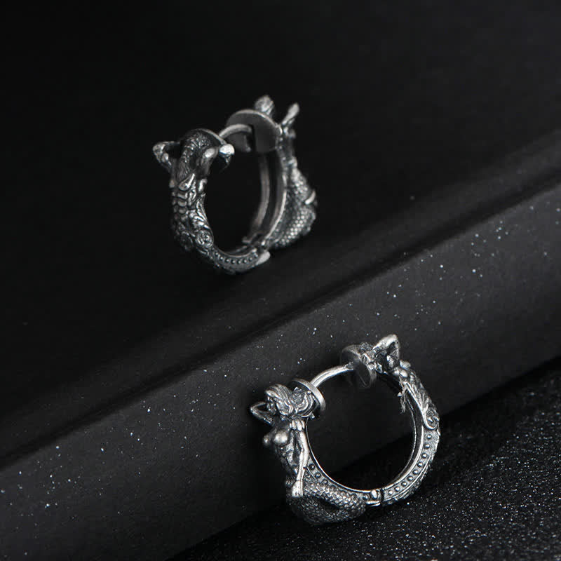 Creolen mit Drachenmotiv aus 925er Sterlingsilber für Schutz und Stärke