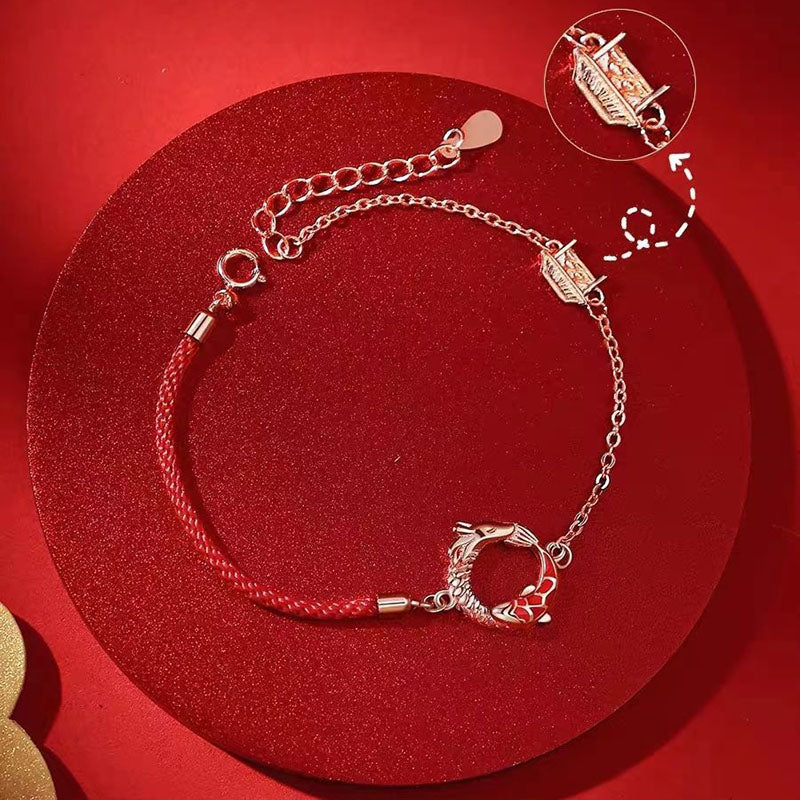 925 Sterling Silber Drachen Koi Fisch Glücksschutz Armband