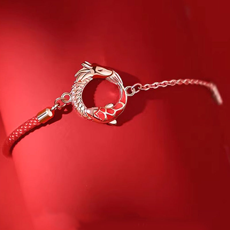 925 Sterling Silber Drachen Koi Fisch Glücksschutz Armband
